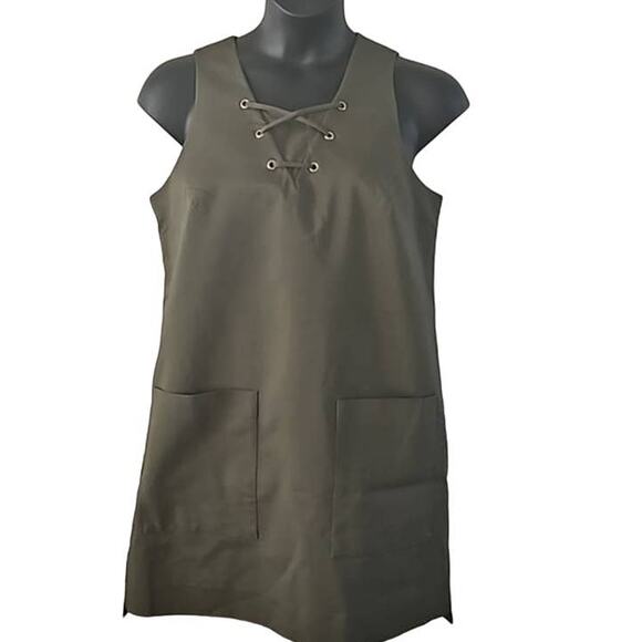 Who What Wear Women’s Sleeveless A-Line Mini Dress - Size Large Olive Green NWT - Picture 2 of 8